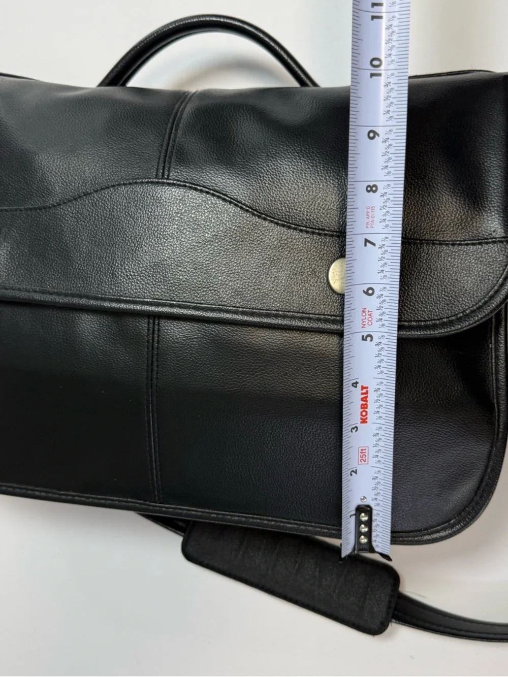 SOREN Black Leather Messenger Bag Briefcase Laptop Crossbody Work Bag EUC